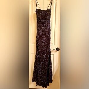 Elegant Navy Blue Sequin Dress